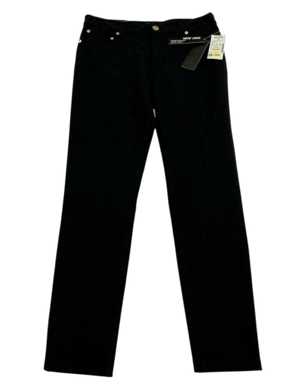 Eric Skinny Stretch Denim Jeans Jet Black 5 Pocket Gold Button Accents Size 6